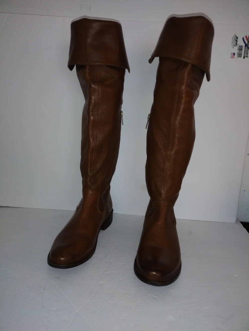 Frye Shirley Over The Knees Boots Size 7.5 Brown Leather Thigh High Fold Over - Picture 10 of 16